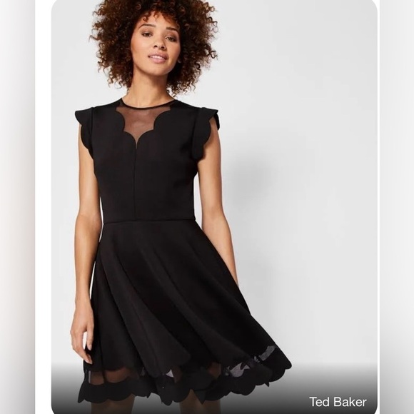 Ted Baker London Mesh Paneled Scallop Dress - Picture 1 of 9
